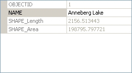 تایپ عبارت Anneberg Lake در پنجره‌ی Attribute